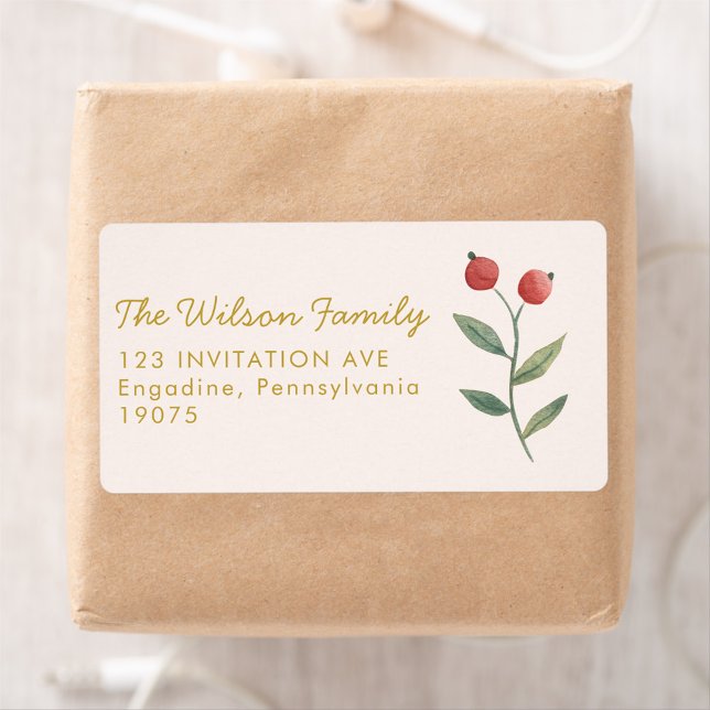 Étiquette Aquarelle de Noël Joyeux Noël Adresse (Créateur téléchargé)