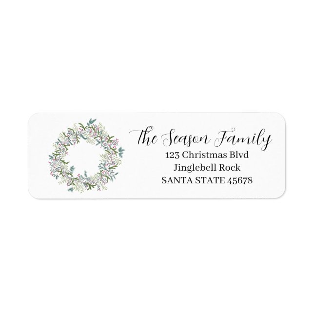 Étiquette Aquarelle de Noël Wreath (Devant)