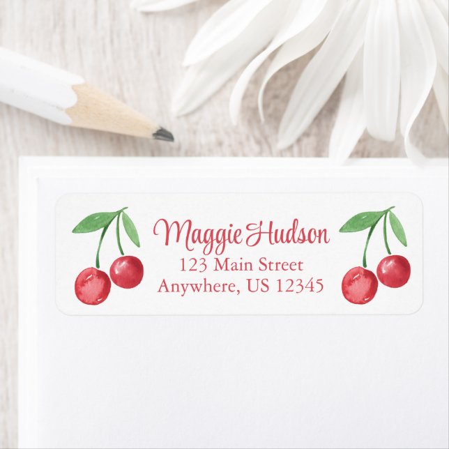Étiquette Aquarelle des cerises du grand millénaire (En situation)
