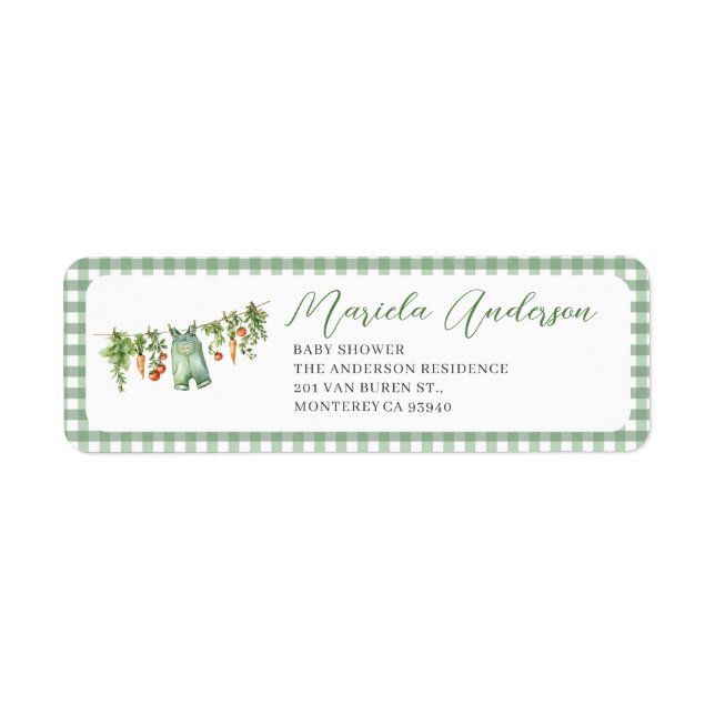 Étiquette Aquarelle Élégante baby shower cultivé localement (Devant)