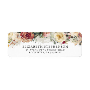 Étiquette Aquarelle élégante de mariage de fleur rustique de