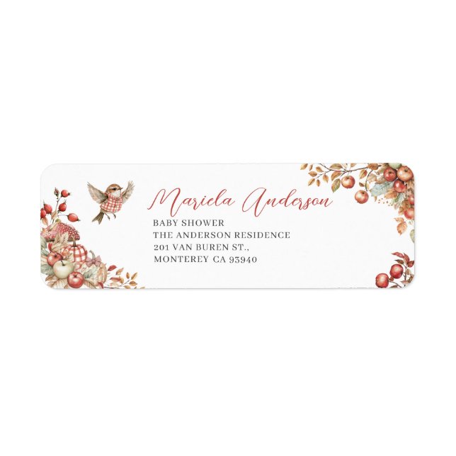 Étiquette Aquarelle Élégante la pomme de notre spectacle pou (Devant)