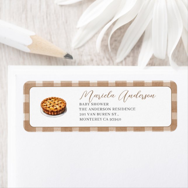 Étiquette Aquarelle Élégante tarte à la cuite est sur le che (En situation)