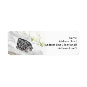 Étiquette Aquarelle Faune Nature Tortue des forêts