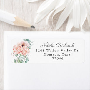 Étiquette Aquarelle féminine Florale rose et beige