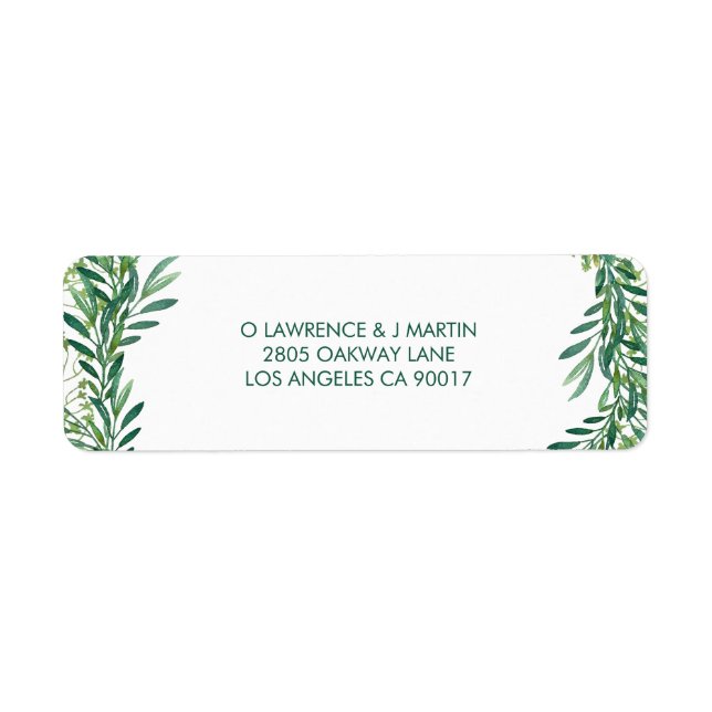 Étiquette Aquarelle Feuille verte (Devant)