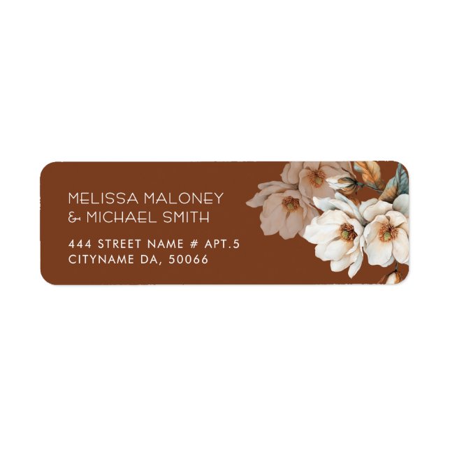 Étiquette Aquarelle Fleur Terracotta Ivoire (Devant)
