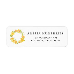 Étiquette Aquarelle Fleurs de citron Wreath Mariage d'été La