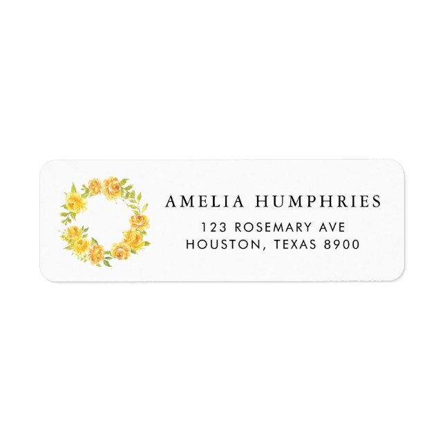 Étiquette Aquarelle Fleurs de citron Wreath Mariage d'été La (Devant)