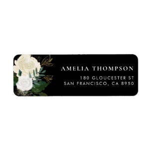 Étiquette Aquarelle Fleurs & Faux Gold Parties scintillant C