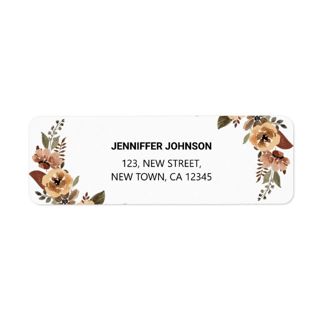 Étiquette Aquarelle Flora Botanique Adresse de retour Label (Devant)