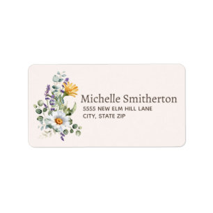 Étiquette Aquarelle Floral Botanique Élégant Courrier