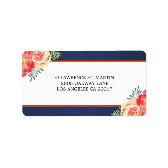Étiquette Aquarelle Floral Coral Marine Mariage de feuillage (Devant)