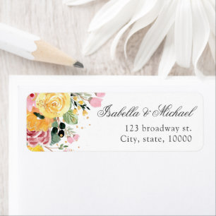 Étiquette Aquarelle Floral Mariage Adresse
