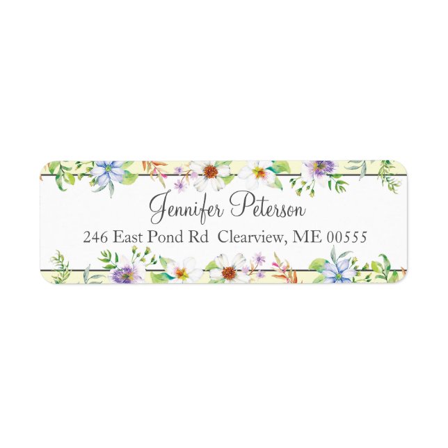 Étiquette Aquarelle Florale (Devant)