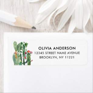 Étiquette Aquarelle Florale Cactus Cactus Désert Succulent