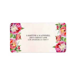 Étiquette Aquarelle florale moderne Coral Peony Mariage RSVP