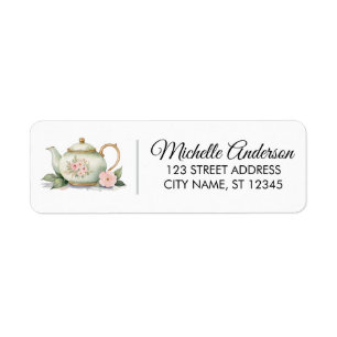 Étiquette Aquarelle Florale Pot thé Adresse de retour Label