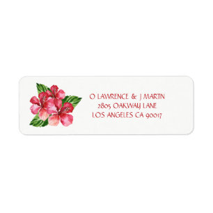 Étiquette Aquarelle florale tropicale de ketmie rouge