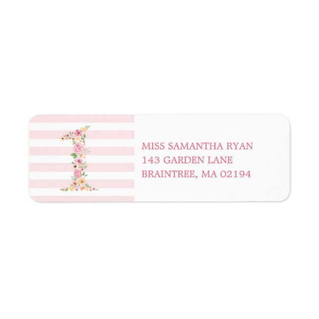 Étiquette Aquarelle Florale Un premier anniversaire (Devant)