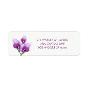 Étiquette Aquarelle florale violette Calla Lily
