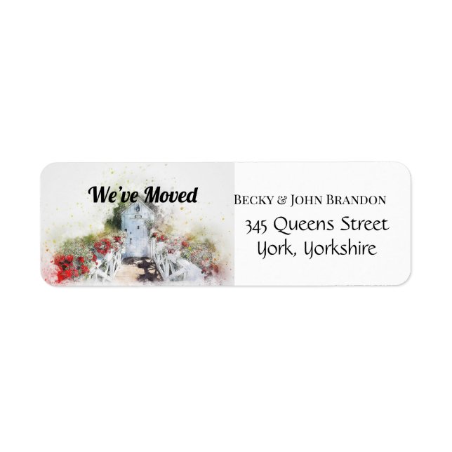 Étiquette Aquarelle Flower We’ve Moving Return Address Label (Devant)