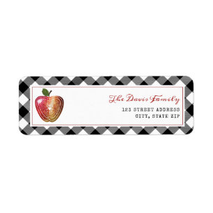 Étiquette Aquarelle Folk Art Apple Plaid Automne Automne