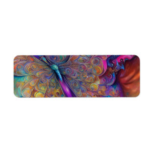 Étiquette Aquarelle Fractale Papillon Whimsical Pai numériqu