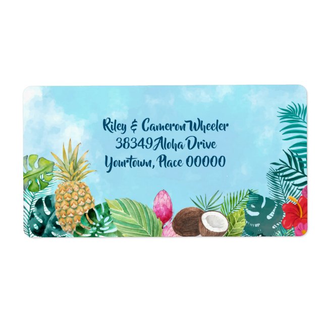 Étiquette Aquarelle Hawaiian Luau (Devant)