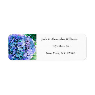 Étiquette Aquarelle Hydrangea Blue Floral adresse de retour