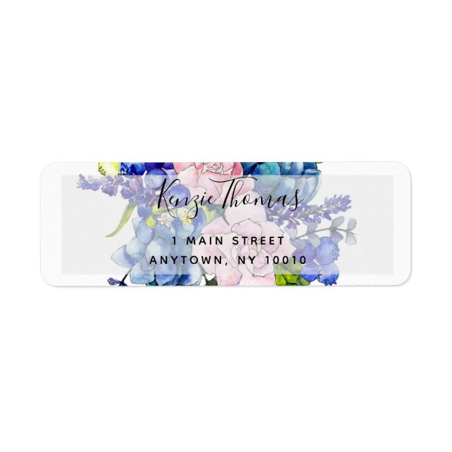 Étiquette Aquarelle Hydrangea Floral Adresse de retour Label (Devant)