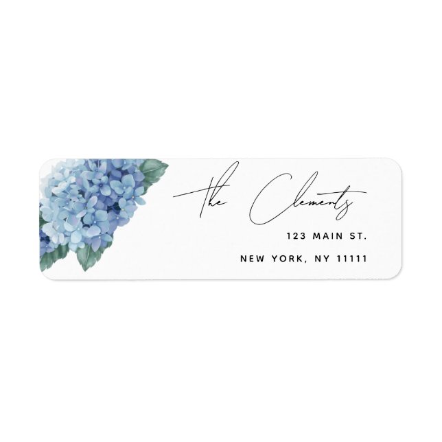 Étiquette Aquarelle Hydrangea Modern Return Adresse Label (Devant)