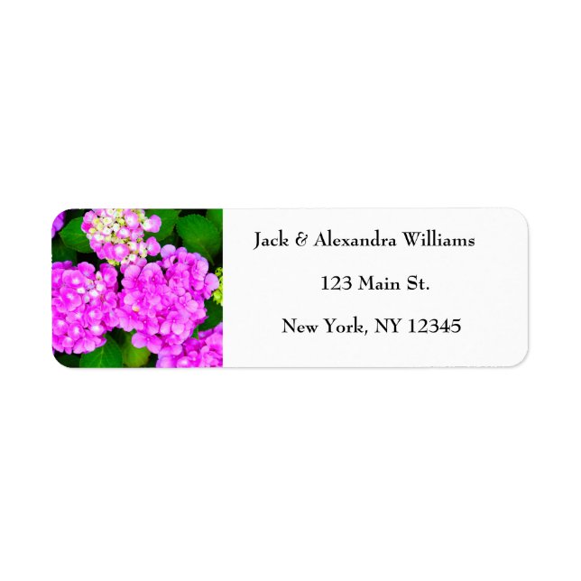 Étiquette Aquarelle Hydrangea rose Floral adresse de retour (Devant)