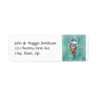 Étiquette Aquarelle Kingfisher Oiseau Art de la nature