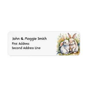 Étiquette Aquarelle Lapin Mignon Animaux de Ferme Art