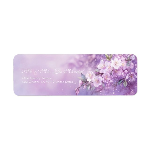 Étiquette Aquarelle lavande Fleur de cerisier éthérée (Devant)