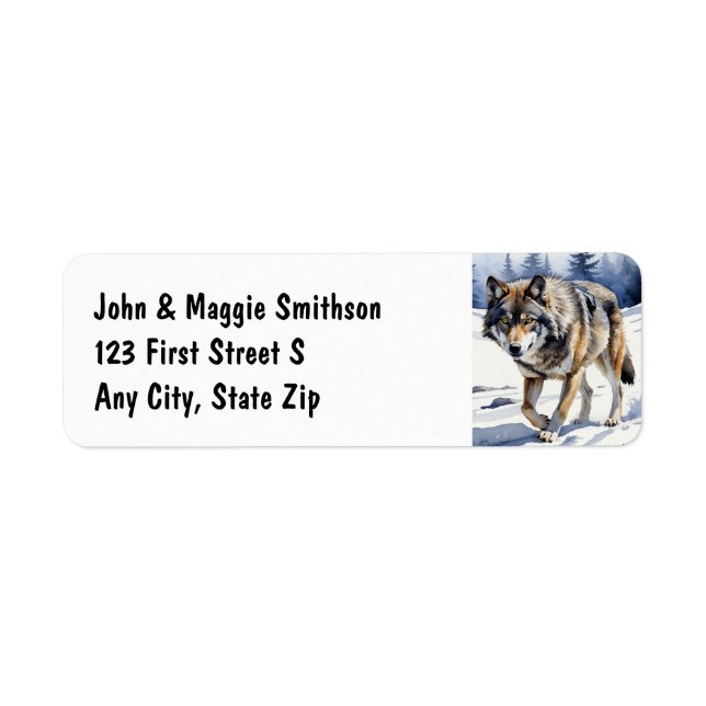 Étiquette Aquarelle Loup Loups Animaux Nature Art (Devant)