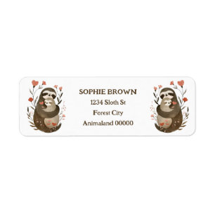 Étiquette Aquarelle Mama Sloth & Baby Cute Adresse de retour