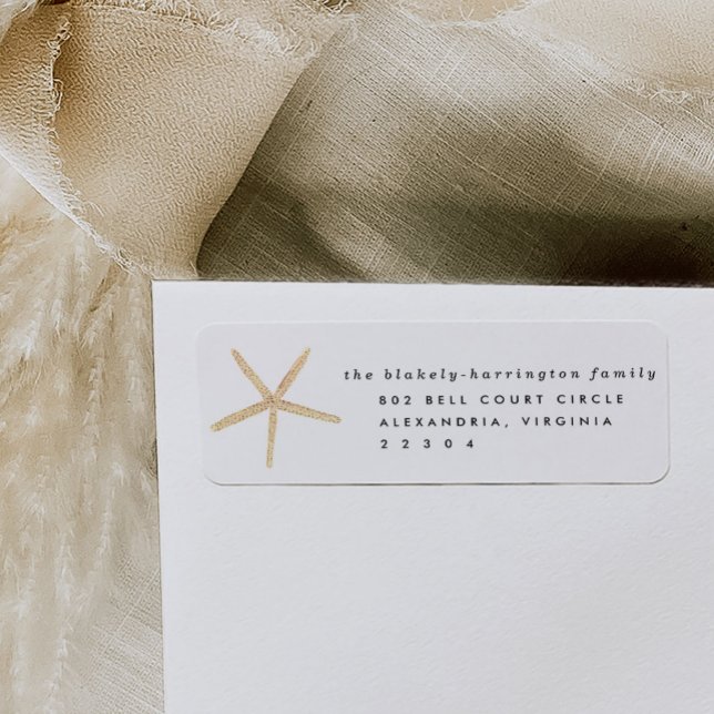 Étiquette Aquarelle marine Starfish Retourner l'adresse Étiq (Starfish seashell return address labels.)