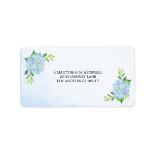 Étiquette Aquarelle moderne Blue Hydrangea Wedding RSVP