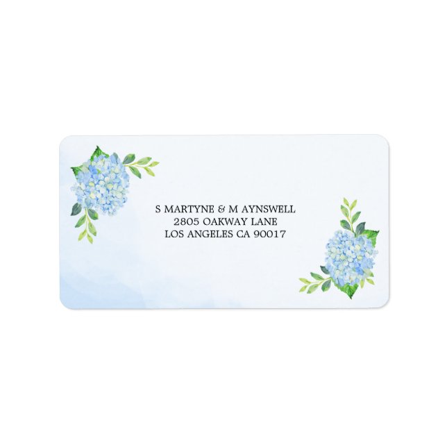 Étiquette Aquarelle moderne Blue Hydrangea Wedding RSVP (Devant)