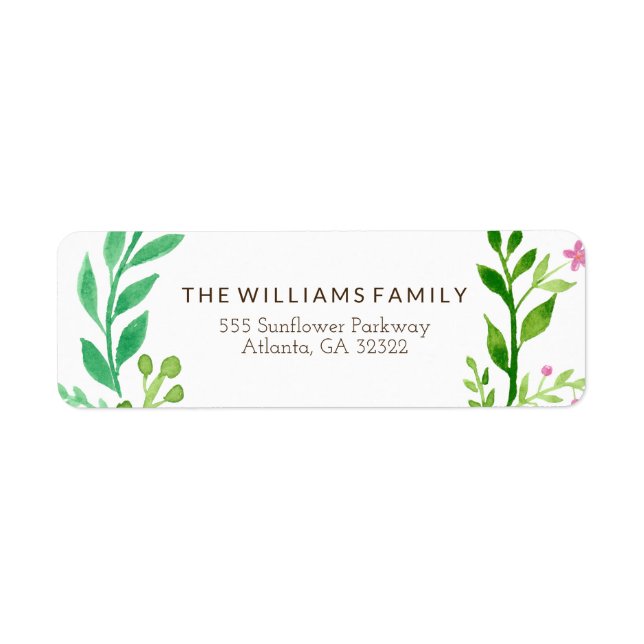 Étiquette Aquarelle moderne Botanique Floral (Devant)