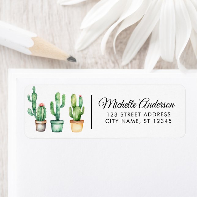 Étiquette Aquarelle moderne Cactus Cactus Désert Succulent (En situation)