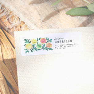 Étiquette Aquarelle moderne Citrus Fruit Cut Adresse de reto