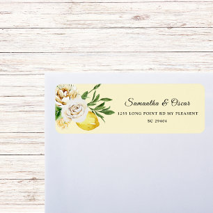 Étiquette Aquarelle moderne Pastel Citrons jaunes & Feuille