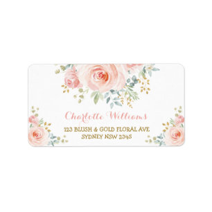 Étiquette Aquarelle molle Roses floraux Adresse de retour
