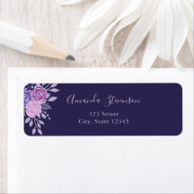 Aquarelle motif floral violet et rose