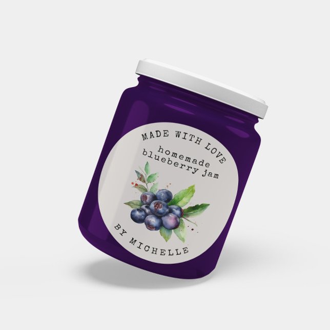 Étiquette aquarelle myrtille pour pot de confiture (Créateur téléchargé)