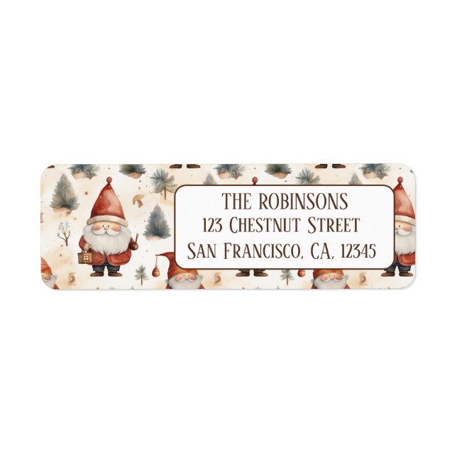 Étiquette Aquarelle Noël Père Noël 2- adresse de retour (Devant)