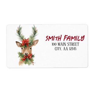 Étiquette Aquarelle Noël rennes